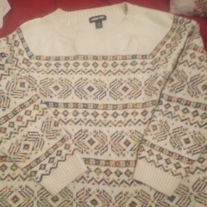 Lands End Vintage Knit Sweater 3X Pullover Off White